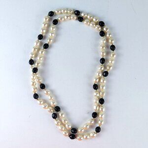 Vintage Faux Pearl Long Beaded Necklace